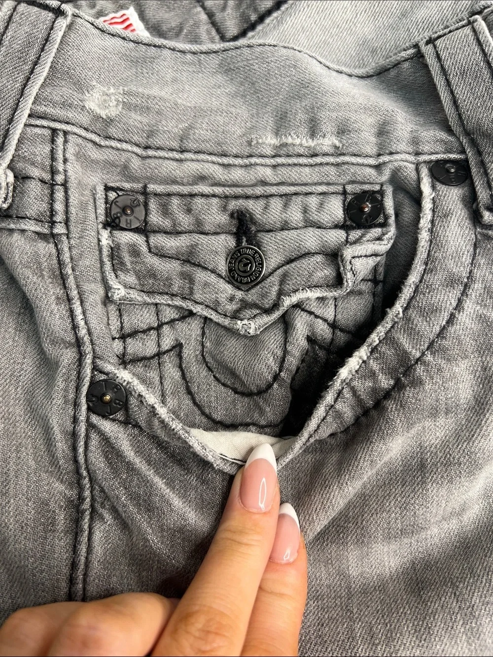 True Religion Ricky Straight Leg Jeans Men’s 34 Gray Wash Made in USA Y2K Denim